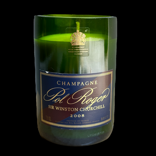 Candle in champagne bottle Pol Roger Sir Winston Churchill 2008